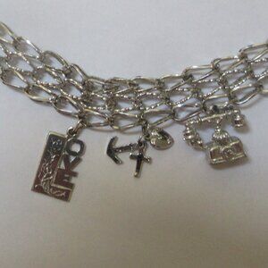 Vintage Sterling Silver Charm Bracelet with 4 Charms
